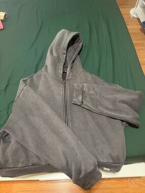 Men's Gray Full-Zip Hooded Sweatshirt